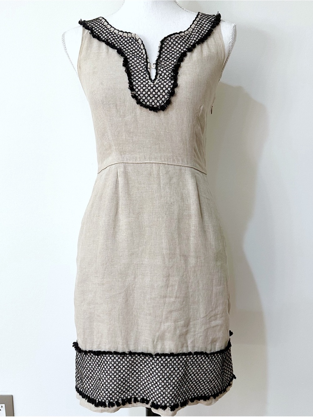J. Crew Linen Tassel Sheath Sleeveless Dress Size 2